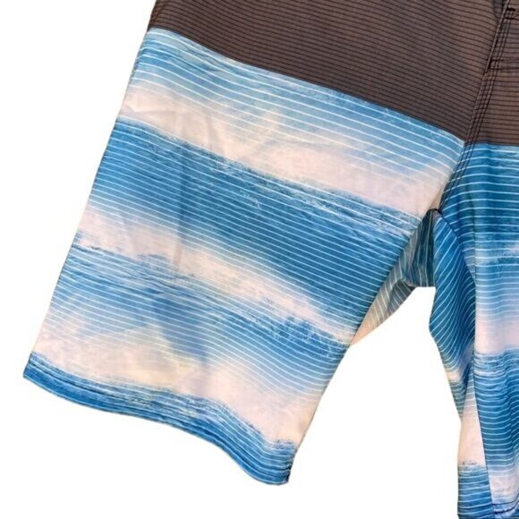 Hang Ten Board Blue Water White Grey Swim Trunks Shorts Size 38 - Picture 7 of 15